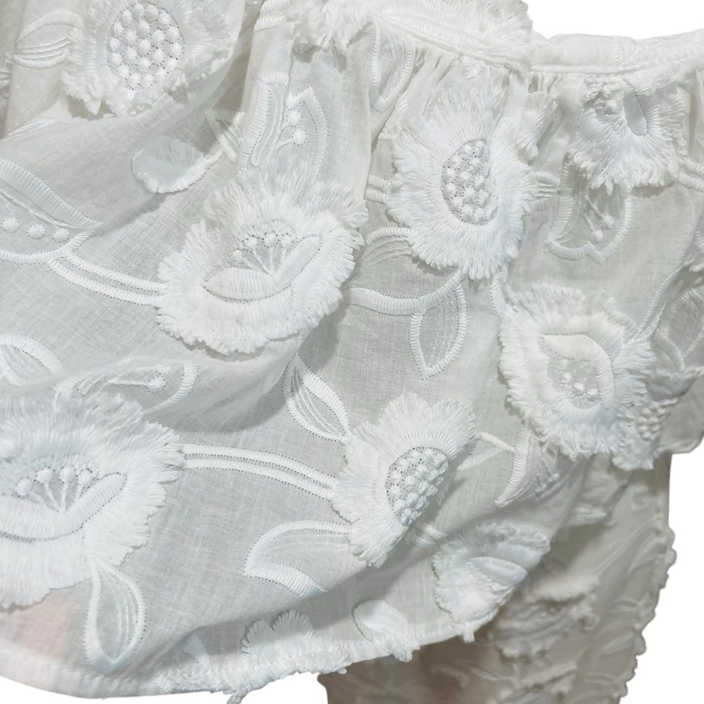 Abbey Glass Sutton Lace 3D Floral Ruffle One Shoulder Midi Dress White NWT $185 - Picture 8 of 14